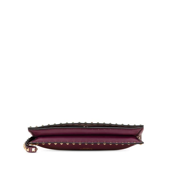 Pre-owned Valentino Nappa Rockstud Wristlet Clutch Purple