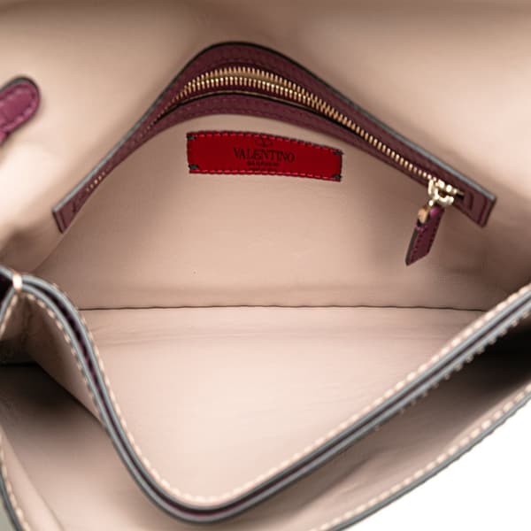 Pre-owned Valentino Nappa Rockstud Wristlet Clutch Purple
