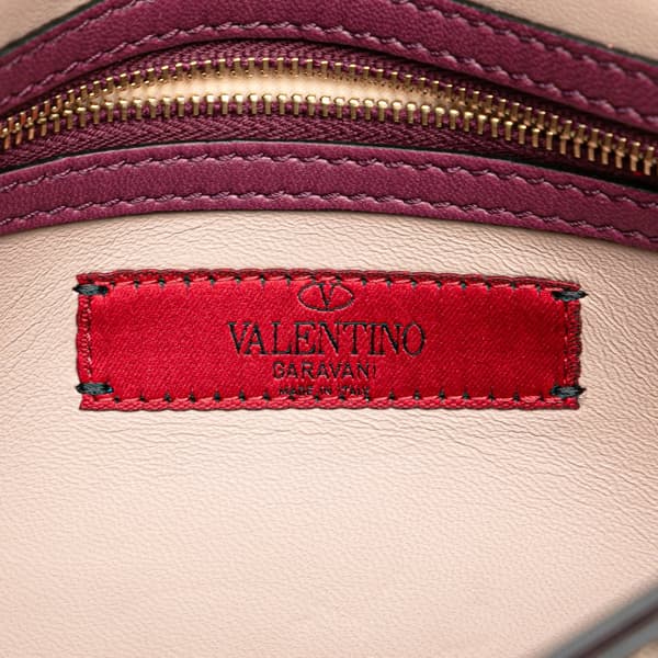 Pre-owned Valentino Nappa Rockstud Wristlet Clutch Purple