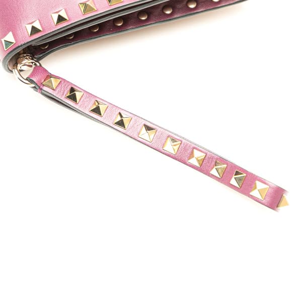 Pre-owned Valentino Nappa Rockstud Wristlet Clutch Purple