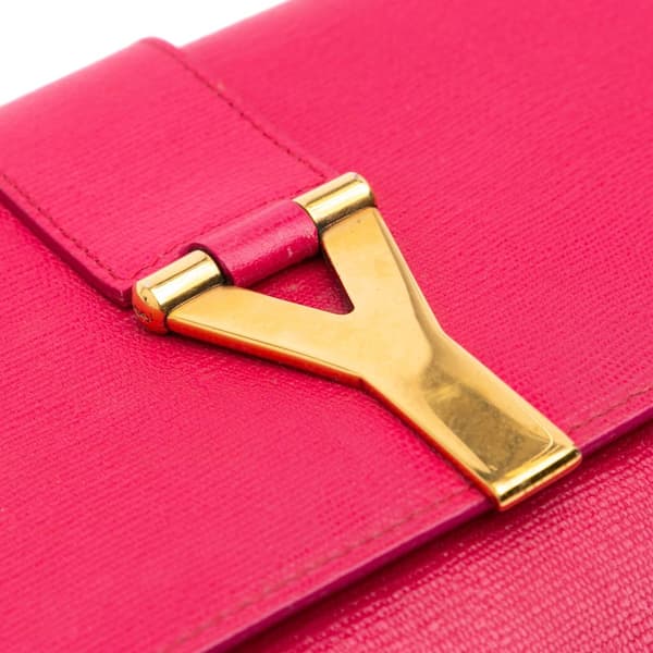 Pre-owned Yves Saint Laurent Leather Chyc Ligne Clutch Pink