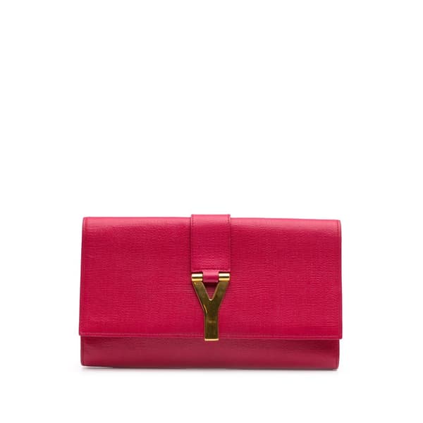 Pre-owned Yves Saint Laurent Leather Chyc Ligne Clutch Pink