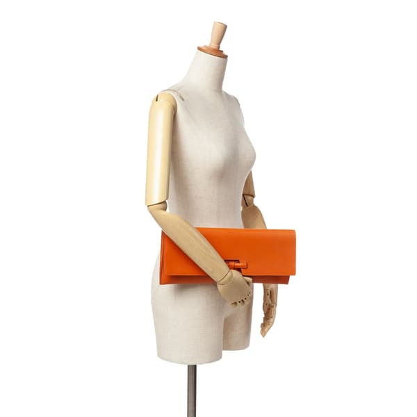 Pre-owned Hermès Chamonix Maharani Clutch Orange