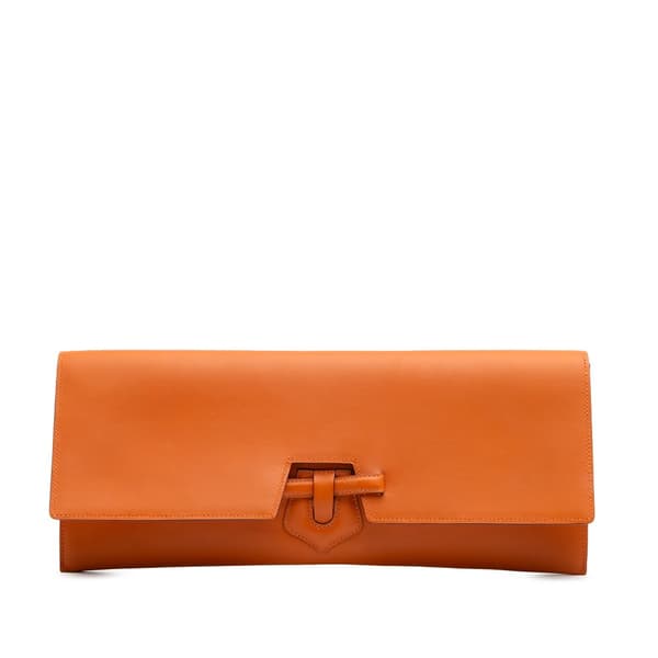 Pre-owned Hermès Chamonix Maharani Clutch Orange
