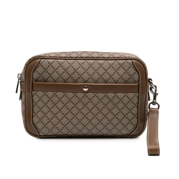 Pre-owned Gucci Diamante Coated Canvas Clutch Brown