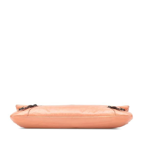 Pre-owned Balenciaga Lambskin Motocross Classic Envelope Clutch Pink
