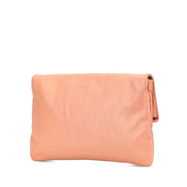 Pre-owned Balenciaga Lambskin Motocross Classic Envelope Clutch Pink