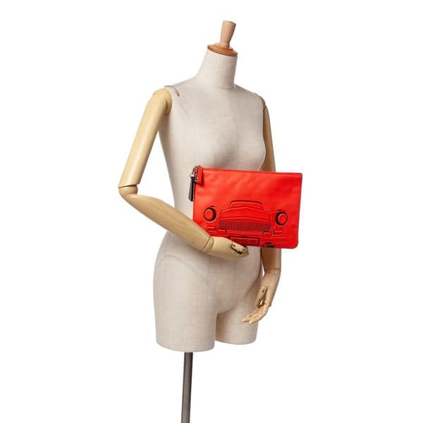 Pre-owned Chanel Medium Printed Lambskin Cuba La Habana O Case Clutch Red
