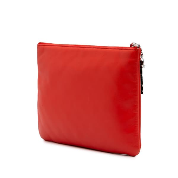 Pre-owned Chanel Medium Printed Lambskin Cuba La Habana O Case Clutch Red