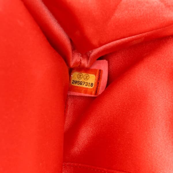 Pre-owned Chanel Quilted Lambskin Crystal Camellia Long Clutch Orange