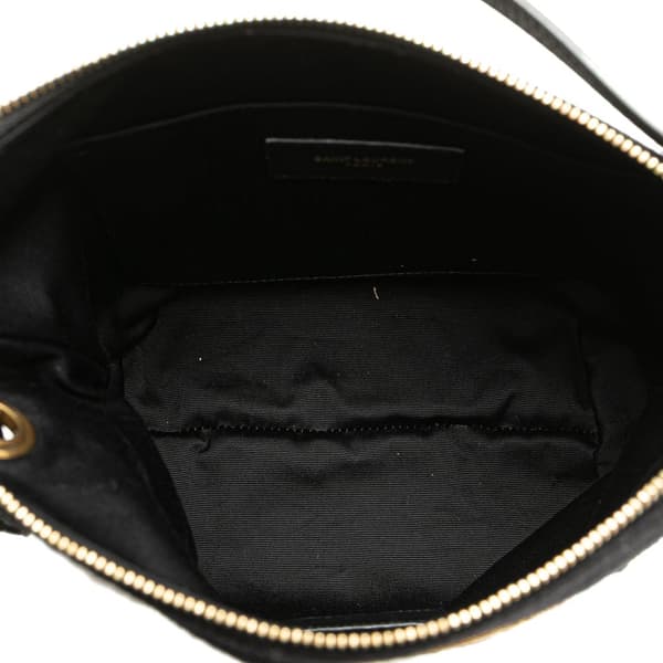 Pre-owned Saint Laurent Wool Embroidered Rive Gauche Pouch Black