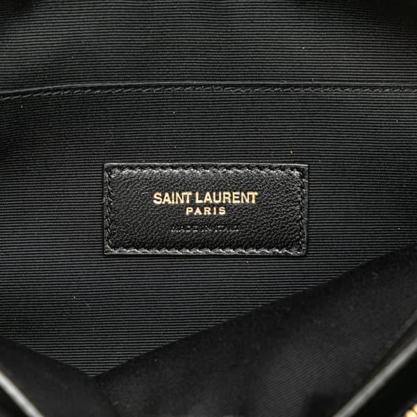 Pre-owned Saint Laurent Wool Embroidered Rive Gauche Pouch Black