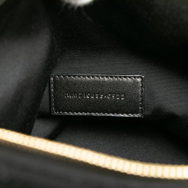 Pre-owned Saint Laurent Wool Embroidered Rive Gauche Pouch Black