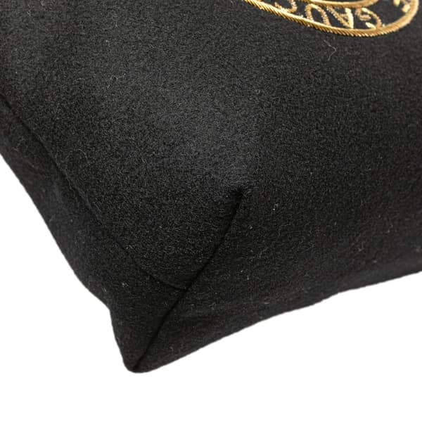 Pre-owned Saint Laurent Wool Embroidered Rive Gauche Pouch Black