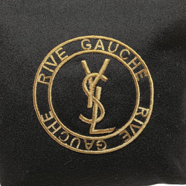 Pre-owned Saint Laurent Wool Embroidered Rive Gauche Pouch Black