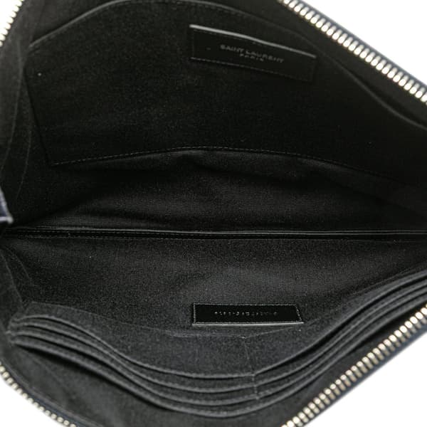 Pre-owned Saint Laurent Leather Star Clutch Blue