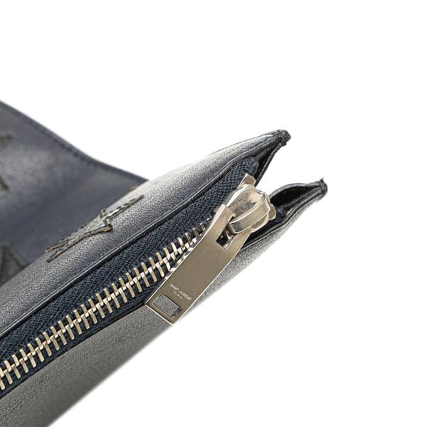 Pre-owned Saint Laurent Leather Star Clutch Blue