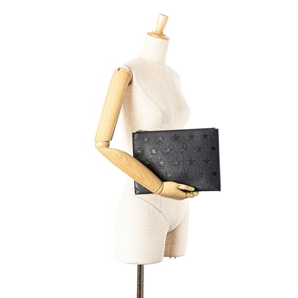 Pre-owned Saint Laurent Leather Star Clutch Blue