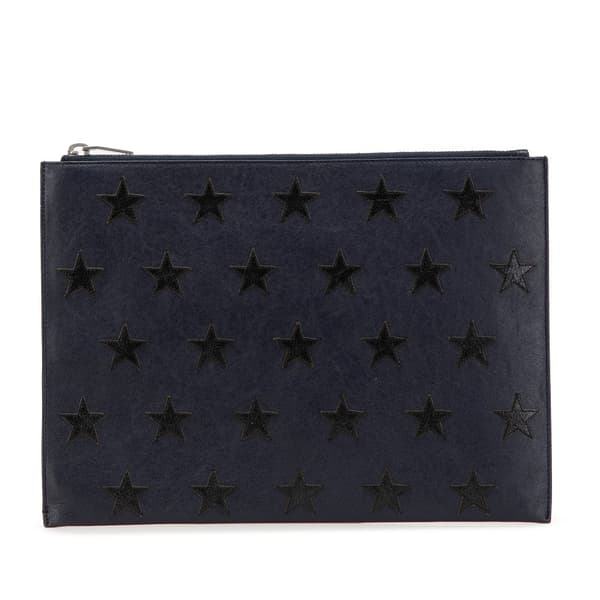 Pre-owned Saint Laurent Leather Star Clutch Blue
