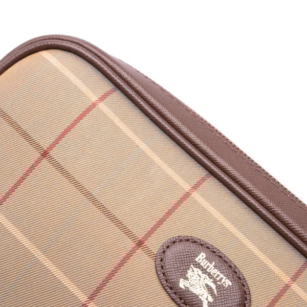 Pre-owned Burberry Vintage Check Canvas Clutch Brown