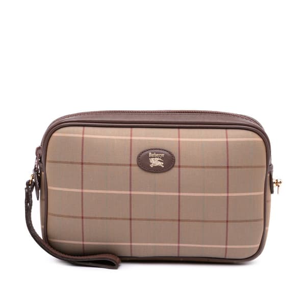 Pre-owned Burberry Vintage Check Canvas Clutch Brown
