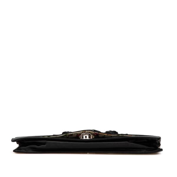 Pre-owned Prada Satin Applique Clutch Black