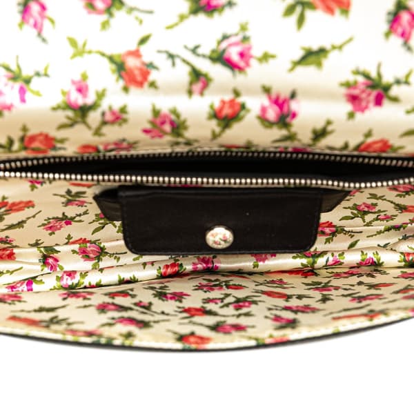 Pre-owned Prada Satin Applique Clutch Black