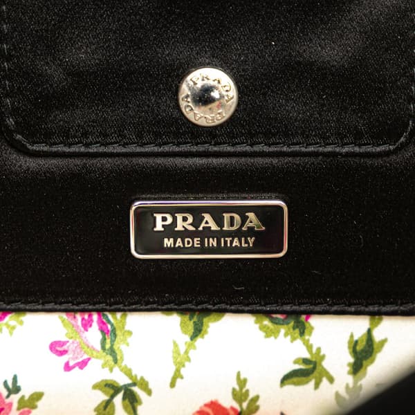 Pre-owned Prada Satin Applique Clutch Black