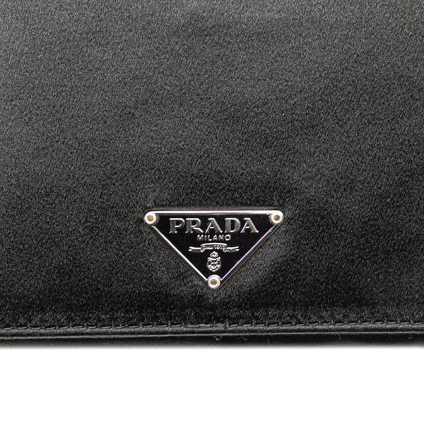 Pre-owned Prada Satin Applique Clutch Black