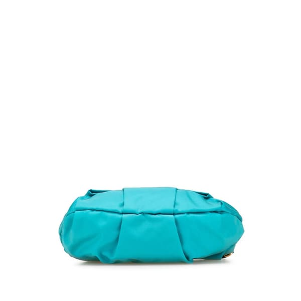 Pre-owned Prada Tessuto Bow Wristlet Clutch Blue