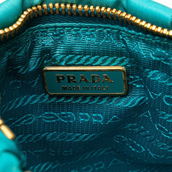 Pre-owned Prada Tessuto Bow Wristlet Clutch Blue