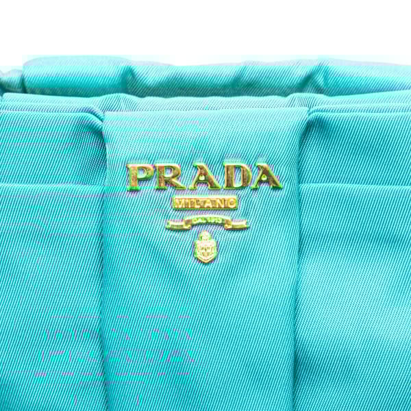 Pre-owned Prada Tessuto Bow Wristlet Clutch Blue