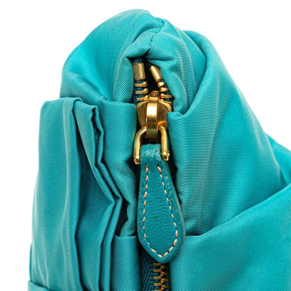 Pre-owned Prada Tessuto Bow Wristlet Clutch Blue