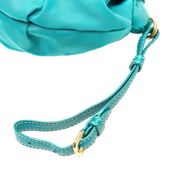Pre-owned Prada Tessuto Bow Wristlet Clutch Blue