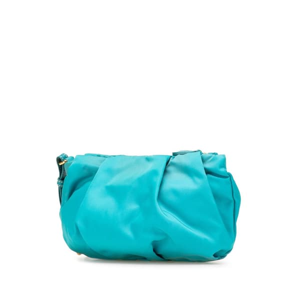 Pre-owned Prada Tessuto Bow Wristlet Clutch Blue