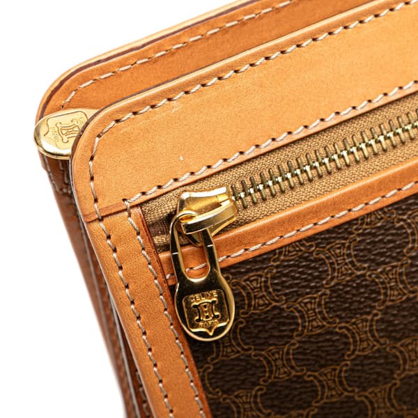 Pre-owned Celine Macadam Coated Canvas Clutch Brown