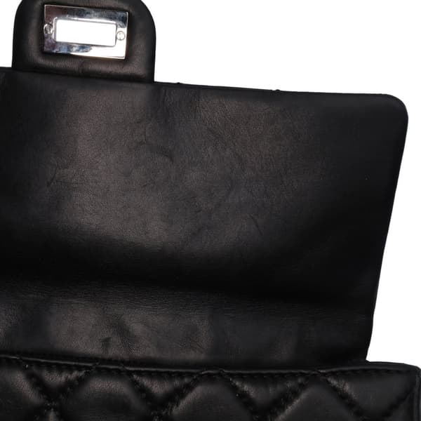 Pre-owned Chanel Reissue 2.55 Metallic Lambskin Roll Clutch Black