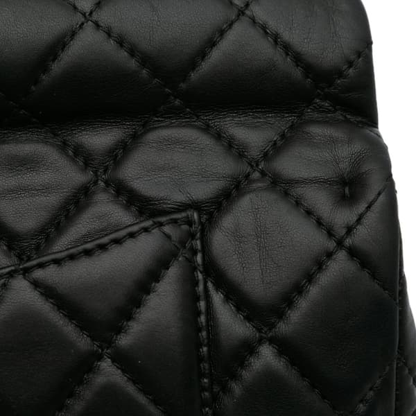 Pre-owned Chanel Reissue 2.55 Metallic Lambskin Roll Clutch Black