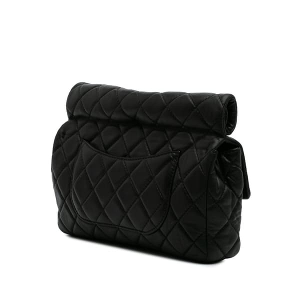 Pre-owned Chanel Reissue 2.55 Metallic Lambskin Roll Clutch Black