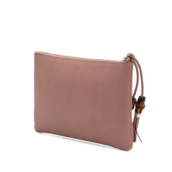 Pre-owned Gucci Calfskin Bamboo Clutch Pink