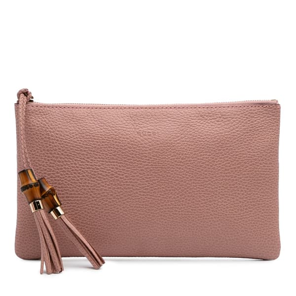 Pre-owned Gucci Calfskin Bamboo Clutch Pink