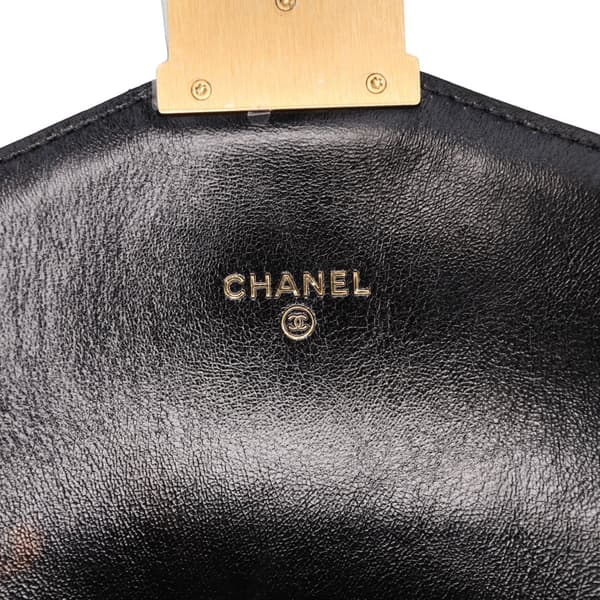 Pre-owned Chanel Paris Hamburg Chevron Lambskin Clutch Black