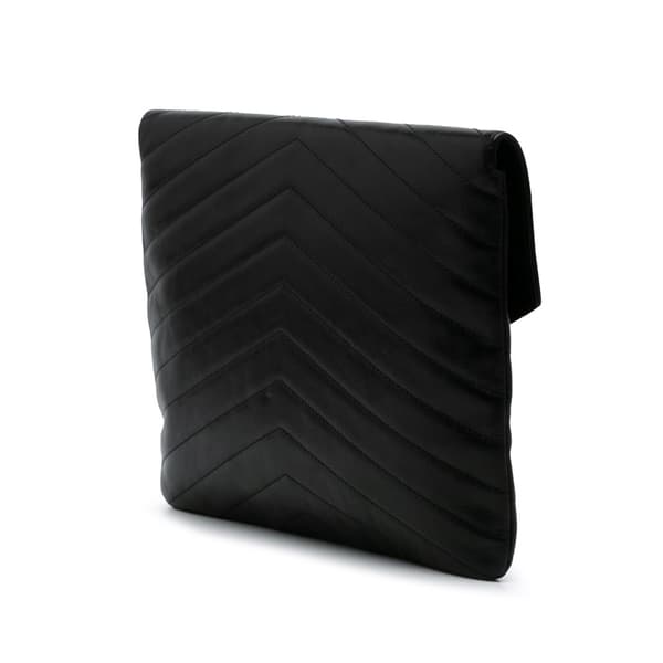Pre-owned Chanel Paris Hamburg Chevron Lambskin Clutch Black