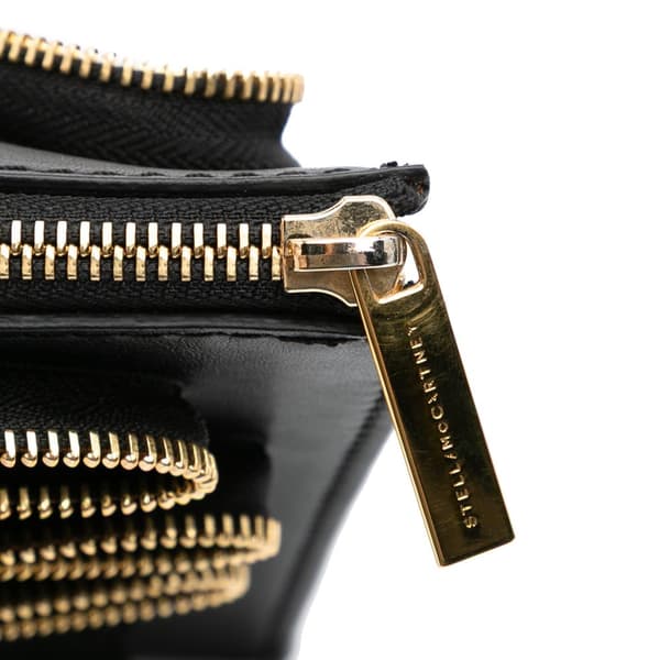 Pre-owned Stella McCartney Faux Nappa Cavendish Zipper Clutch Black