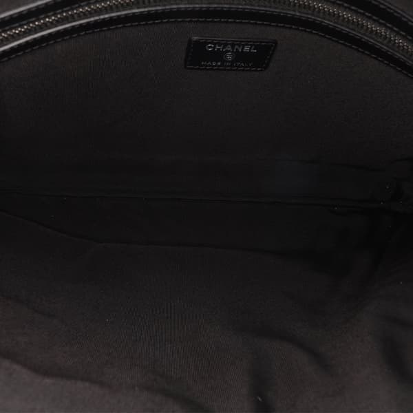 Pre-owned Chanel Large Diagonal Chevron Calfskin Tassel O Case Clutch Black