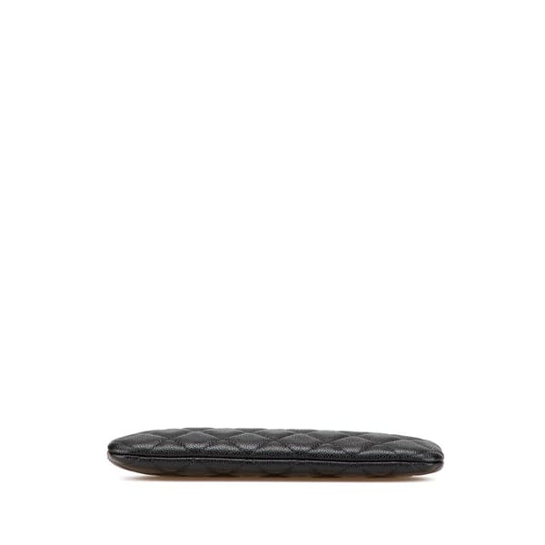 Pre-owned Chanel Small Quilted Caviar O Case Clutch Black