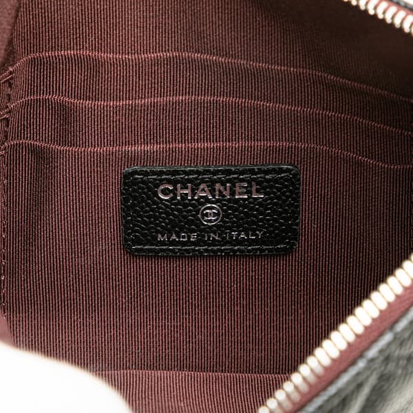 Pre-owned Chanel Small Quilted Caviar O Case Clutch Black