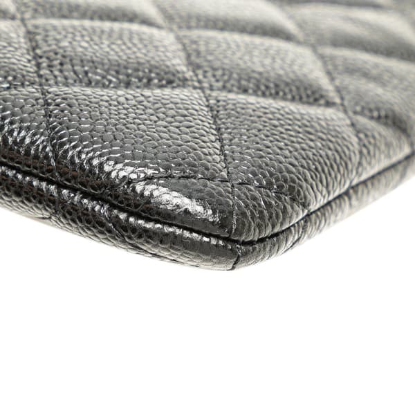 Pre-owned Chanel Small Quilted Caviar O Case Clutch Black