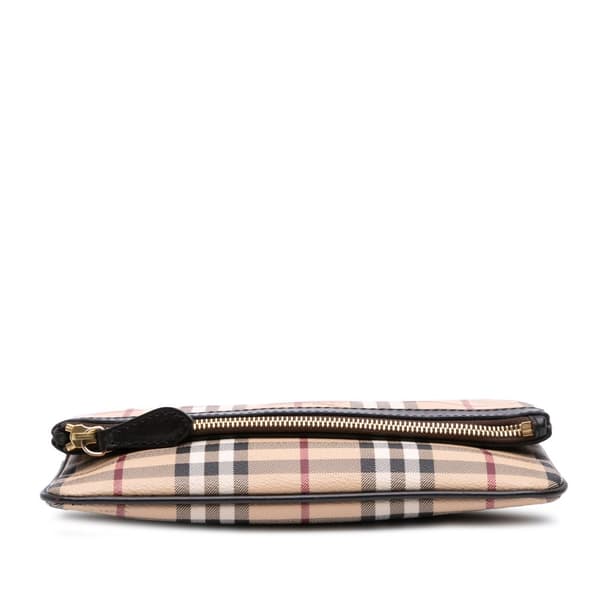 Pre-owned Burberry Haymarket Check Coated Canvas Adeline Fold over Clutch Brown