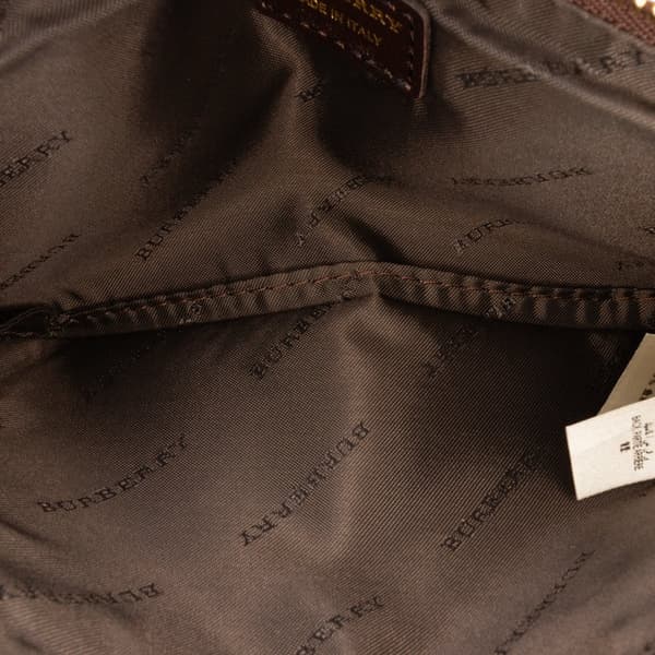 Pre-owned Burberry Haymarket Check Coated Canvas Adeline Fold over Clutch Brown